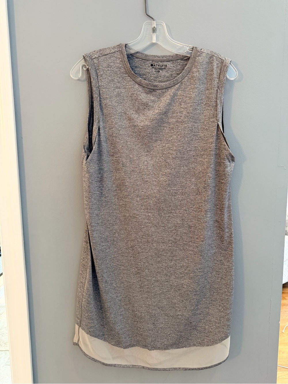 Athleta Gray Tank dress with grey Hem Panel